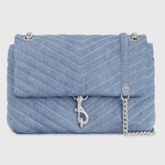 NWT Rebecca Minkoff Denim Chain Edie Flap Shoulder Bag
